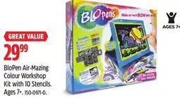 Canadian Tire BloPen Air-Mazing Colour Workshop Kit with 10 Stencils. Ages 7+ offer