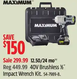 Canadian Tire 40V Brushless 1β2Λ Impact Wrench Kit offer