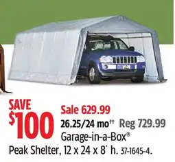 Canadian Tire ShelterLogic Garage-in-a-Box Peak Shelter, 12 x 24 x 8´ h offer