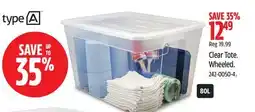 Canadian Tire Type A Clear Tote. Wheeled offer