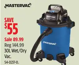 Canadian Tire Mastervac 30L Wet/Dry Vac offer