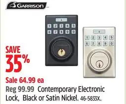 Canadian Tire GARRISON Contemporary Electronic Lock, Black or Satin Nickel offer