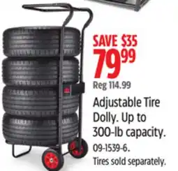 Canadian Tire Motomaster Adjustable Tire Dolly. Up to 300-lb capacity offer