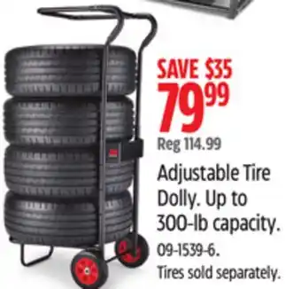 Canadian Tire Motomaster Adjustable Tire Dolly. Up to 300-lb capacity offer