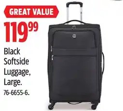 Canadian Tire Black Softside Luggage, Large offer