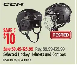 Canadian Tire Selected Hockey Helmets and Combos offer
