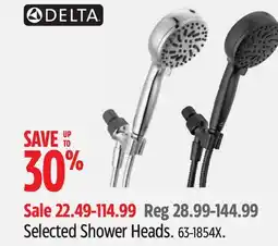 Canadian Tire Delta Selected Shower Heads offer