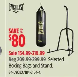 Canadian Tire Everlast Selected Boxing Bags and Stand offer