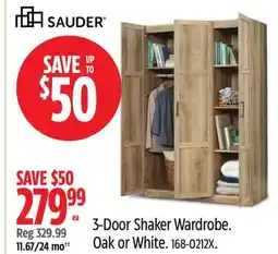 Canadian Tire 3-Door Shaker Wardrobe offer