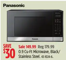Canadian Tire PANASONIC 0.9 Cu-Ft Microwave, Black/ Stainless Steel offer