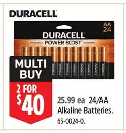 Canadian Tire Duracell 24/AA Alkaline Batteries offer