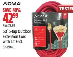 Canadian Tire 50´ 3-Tap Outdoor Extension Cord with Lit End offer