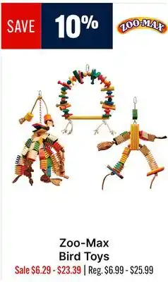 Ren’s Pets Depot Zoo-Max Bird Toys offer