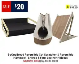 Ren’s Pets Depot BeOneBreed Reversible Cat Scratcher & Reversible Hammock, Sherpa & Faux Leather Hideout offer