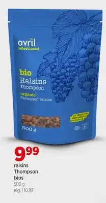 Avril Raisins Thompson bios offer