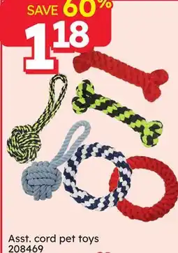 Rossy Asst. cord pet toys offer