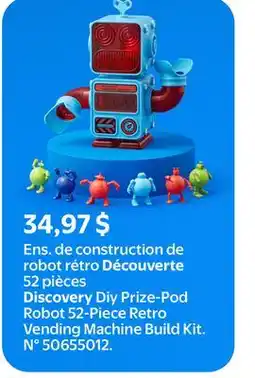 Walmart Discovery Diy Prize-Pod Robot 52-Piece Retro pine Vending Machine Build Kit offer