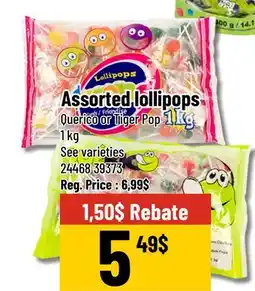 Mayrand Assorted lollipops 1 kg Querico or Tiger Pop offer