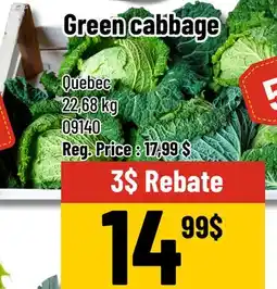 Mayrand Green cabbage Quebec 50 lb offer