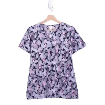 Giant Tiger White Cross Women's Cure Pink Ribbon Scrub Top - XS-XXL offer