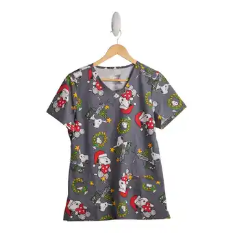 Giant Tiger Women's Scrub Licensed Christmas Peanuts Scrub Top - XS-XXL offer