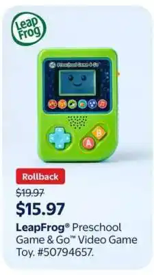 Walmart LeapFrog Preschool Game & Go Video Game Toy offer