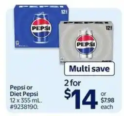 Walmart Pepsi or Diet Pepsi offer