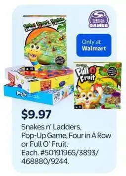 Walmart Snakes n’ Ladders, Pop-Up Game, Four in A Row or Full O’ Fruit offer