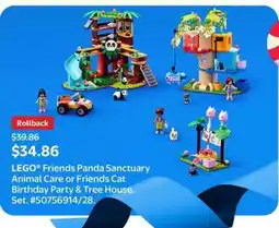 Walmart LEGO Friends Panda Sanctuary Animal Care or Friends Cat Birthday Party & Tree House offer
