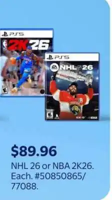 Walmart NHL 26 or NBA 2K26 offer