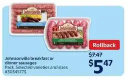 Walmart Johnsonville Breakfast or Dinner Sausages offer
