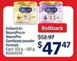 Walmart Enfamil A+ NeuroPro or NeuroPro Gentlease Powder Formula offer