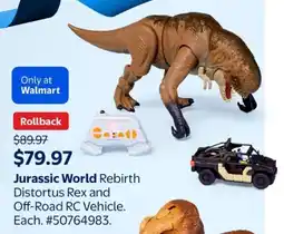 Walmart Jurassic World Rebirth Distortus Rex and Off-Road RC Vehicle offer