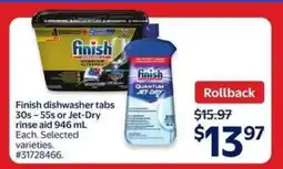 Walmart Finish dishwasher tabs or Jet-Dry rinse aid offer