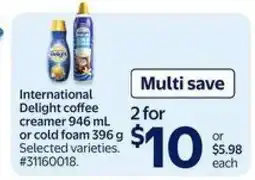 Walmart International Delight Coffee Creamer or Cold Foam offer