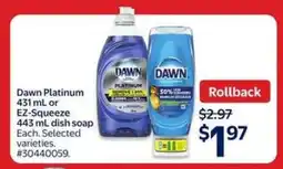 Walmart Dawn Platinum or EZ-Squeeze Dish Soap offer
