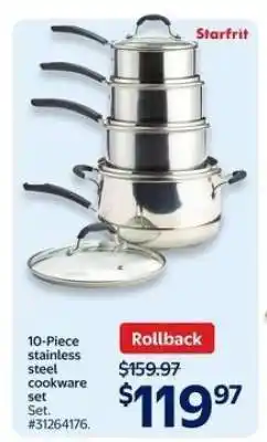 Walmart Starfrit 10-Piece Stainless Steel Cookware Set offer