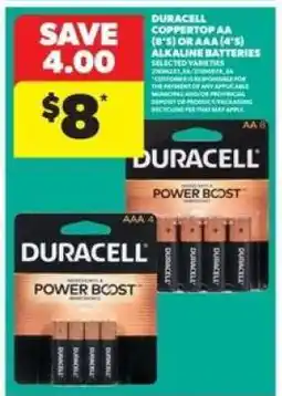 Real Canadian Superstore Duracell Coppertop AA or AAA Alkaline Batteries offer