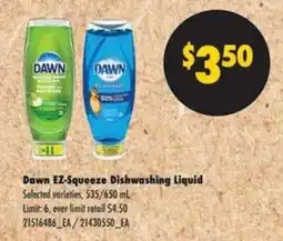 No Frills Dawn EZ-Squeeze Dishwashing Liquid offer