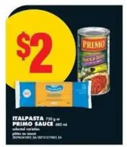 No Frills ITALPASTA & PRIMO SAUCE offer