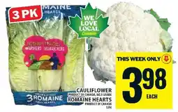 Food Basics Cauliflower and Romaine Hearts offer