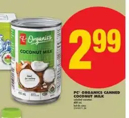 No Frills PC Organics Canned Coconut Milk offer