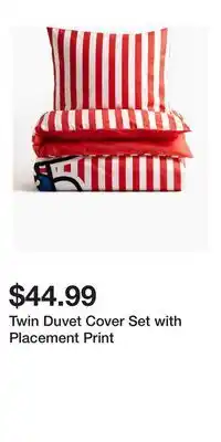 H&M Twin Duvet Cover Set with Placement Print offer
