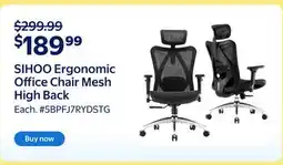Walmart SIHOO Ergonomic Office Chair Mesh High Back offer