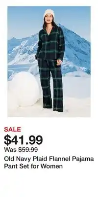 Old Navy Old Navy Plaid Flannel Pajama Pant Set for Women offer
