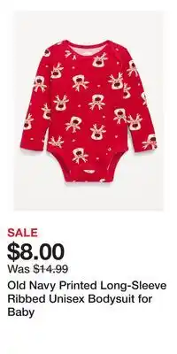 Old Navy Old Navy Printed Long-Sleeve Ribbed Unisex Bodysuit for Baby offer