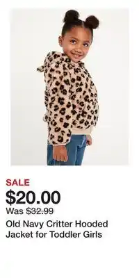 Old Navy Old Navy Critter Hooded Jacket for Toddler Girls offer