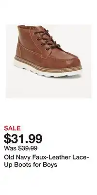 Old Navy Old Navy Faux-Leather Lace-Up Boots for Boys offer