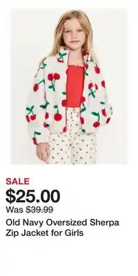 Old Navy Old Navy Oversized Sherpa Zip Jacket for Girls offer