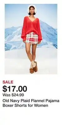 Old Navy Old Navy Plaid Flannel Pajama Boxer Shorts for Women offer